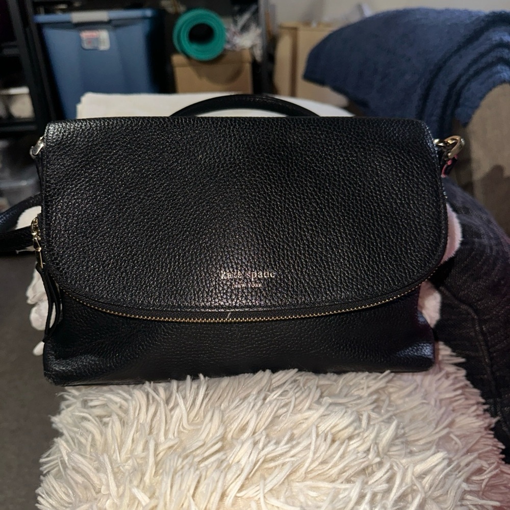 Kate Spade New York Polly Mini Flap Crossbody Black Bag